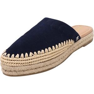 Sam Edelman Navy Platform Austin Espadrilles Rounded Toe Slip on Flat Mules